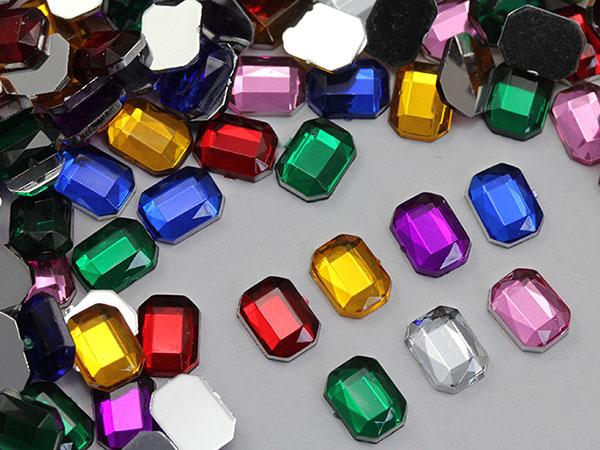 assorted octagon flat back acrylic gems small