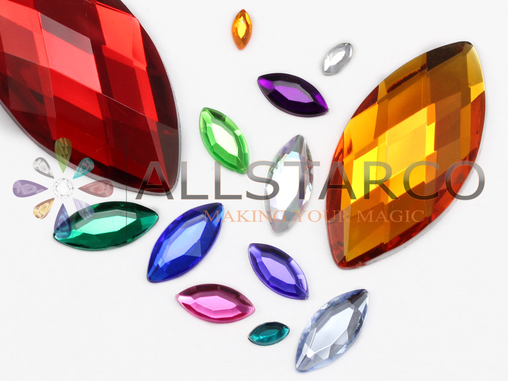 Marquise Navette acrylic gems