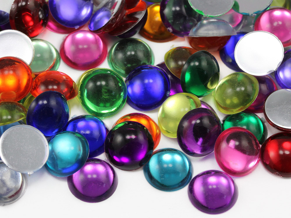 assorted round cabochons acrylic flat back rhinestones gems for cosplay