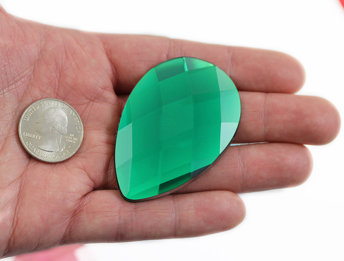 green emerald extra large teardrop acrylic flat back rhinestones gems for cosplay