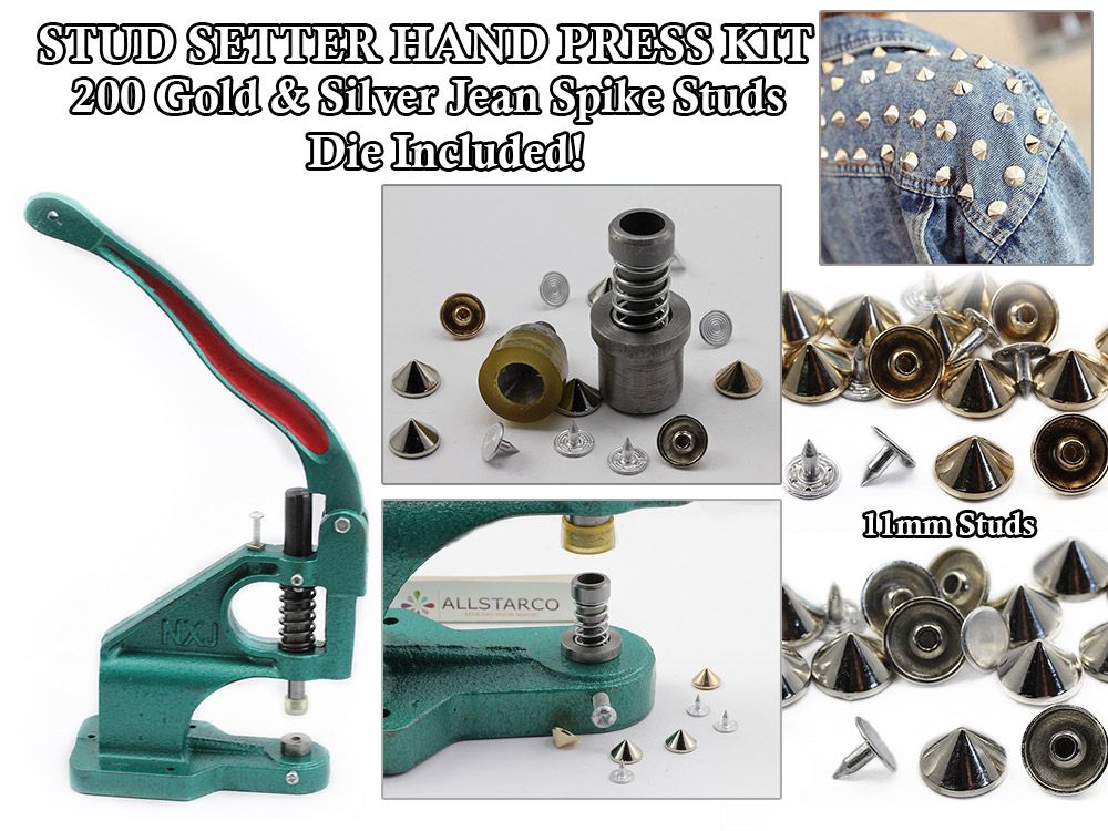jean spike studs nailheads setter kit embelish tool handpress allstarco