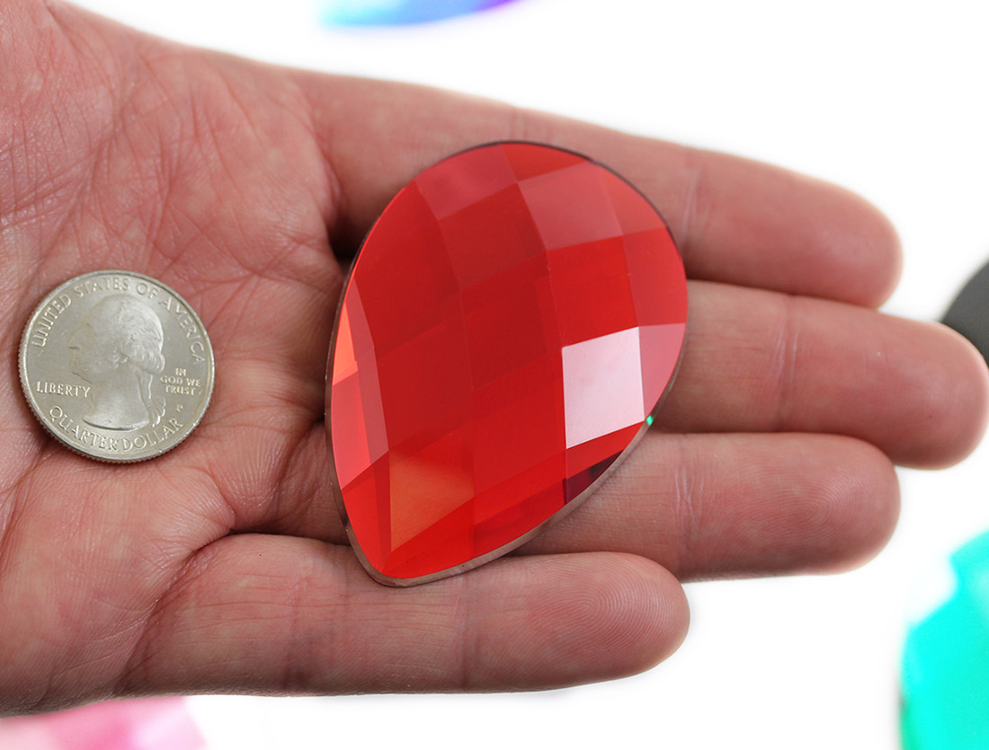 red ruby extra large teardrop acrylic flat back rhinestones gems for cosplay