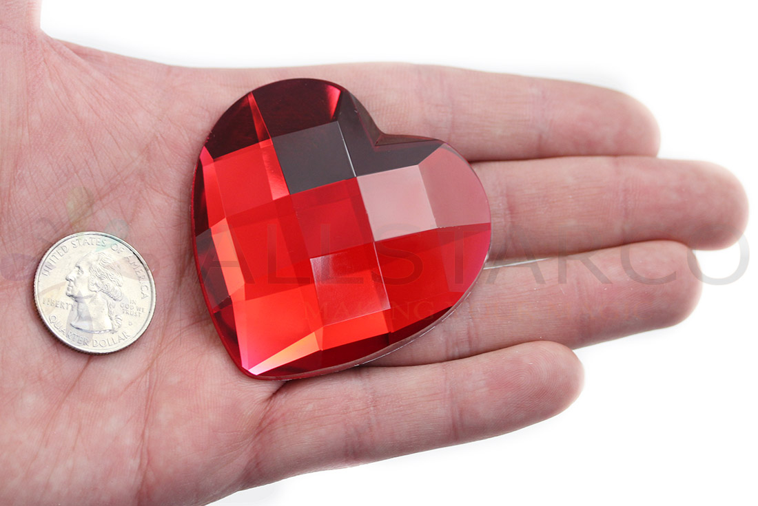 large heart acrylic red gems for cosplay