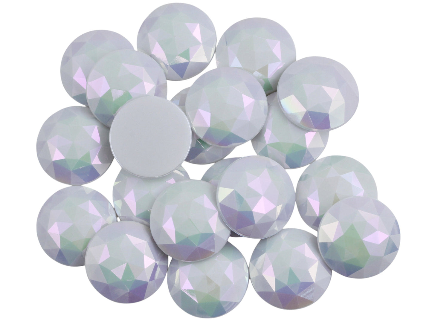 Weißer Opal AB Flachem Rücken Runde Edelsteine -18mm - 30 Stück