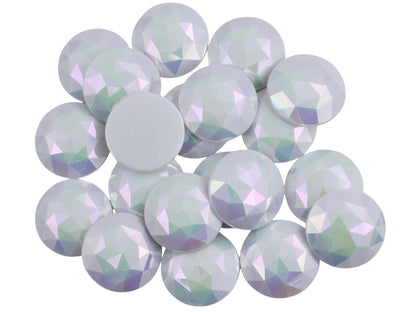 Weißer Opal AB Flachem Rücken Runde Edelsteine -18mm - 30 Stück