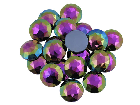 Midnight Jet Black AB Flat Back Round Gems - 25mm - 20 Pieces