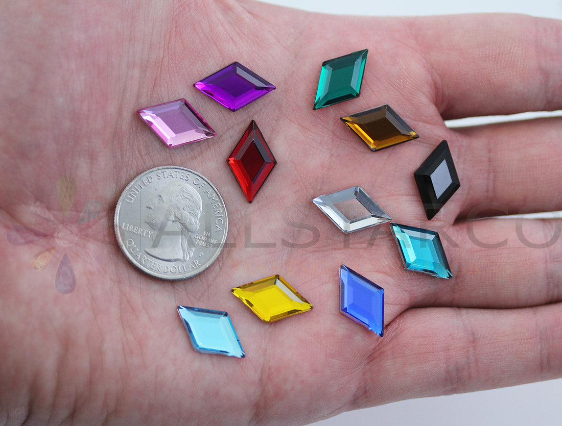 diamond flat back acrylic gems plastic rhombus rhinestones for craft raven forehead gemstones body jewels face skin cabochons embellishments cosplay prop making jewelry making party diy crafts costume making scrapbooking high quality allstarco décor stones larp events film making