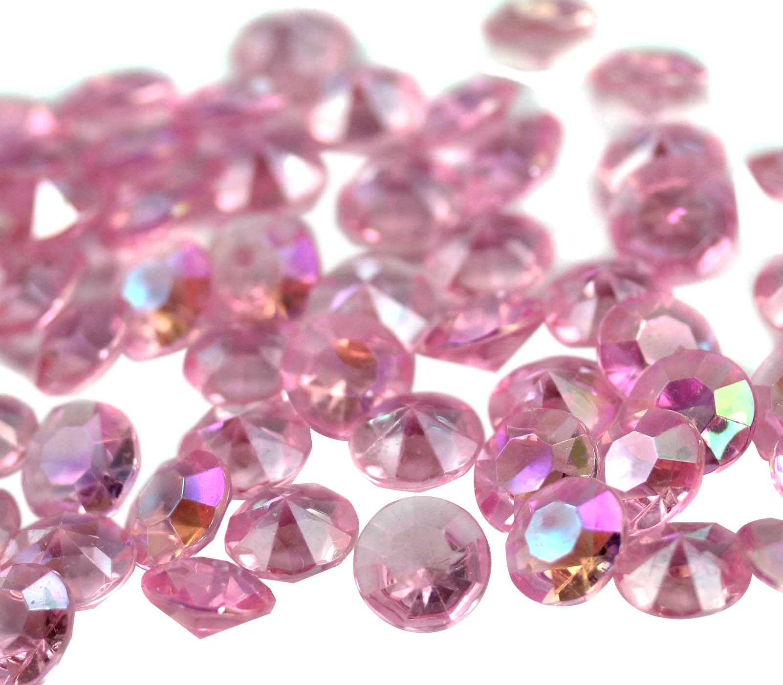 pink rose ab round acrylic diamonds wedding plastic décor gems confetti table scatter aquarium jewels stones iridescent party stones special occasions bridal showers sparkling decorations  vase fillers centerpieces dazzle accent floral arrangements point back gemstones allstarco diy crafts crafting