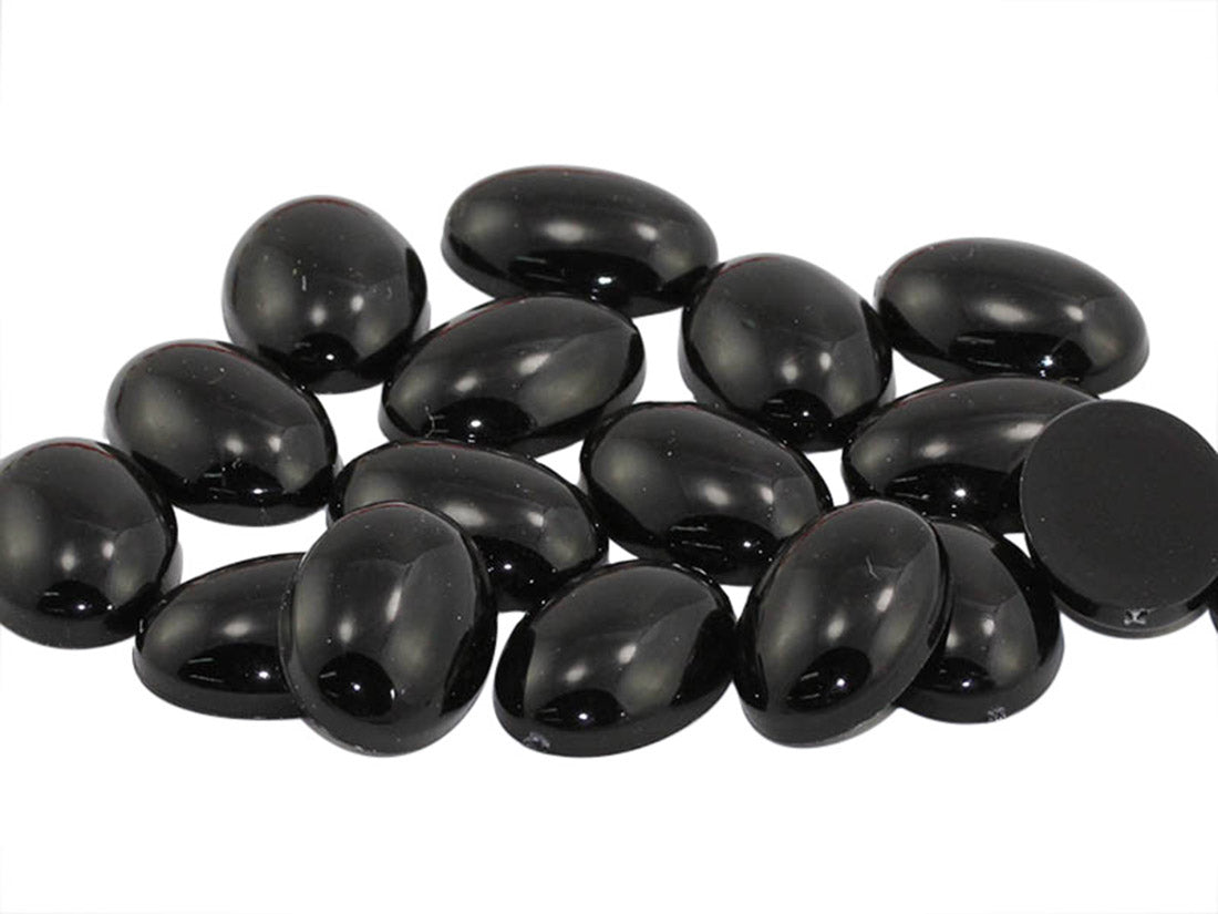 Black Flat Back Oval Cabochons