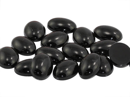 Black Flat Back Oval Cabochons