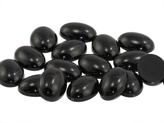 Black Flat Back Oval Cabochons