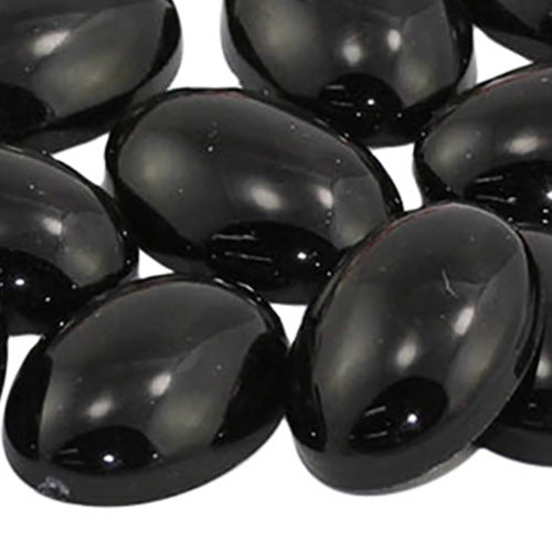 Black Flat Back Oval Cabochons