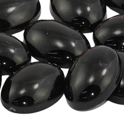 Black Flat Back Oval Cabochons