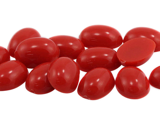 Red Coral Flat Back Oval Cabochons