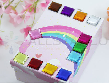 1 inch large 25mm assorted colors square flat back acrylic gems plastic rhinestones for craft gemstones body jewels face skin cabochons embellishments cosplay prop making jewelry making party diy crafts costume making scrapbooking high quality allstarco décor stones larp events film making