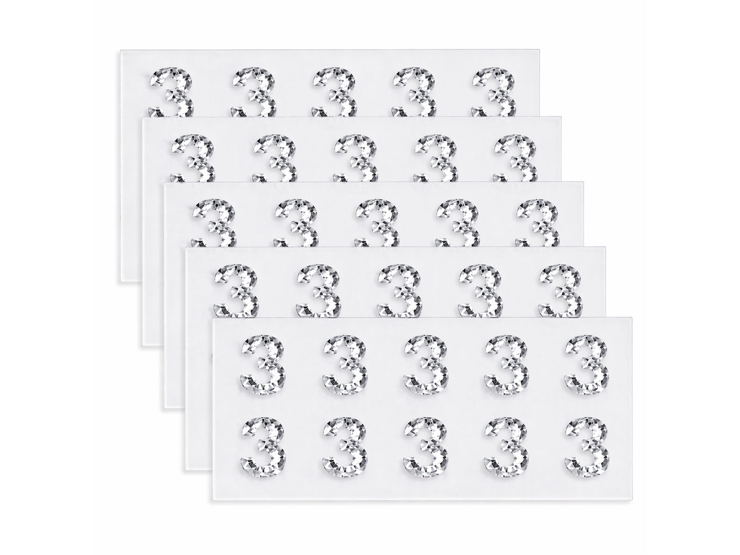 Rhinestone Number Stickers – Self Adhesive Crystal Bling Numbers (0–9) - 50 PCS