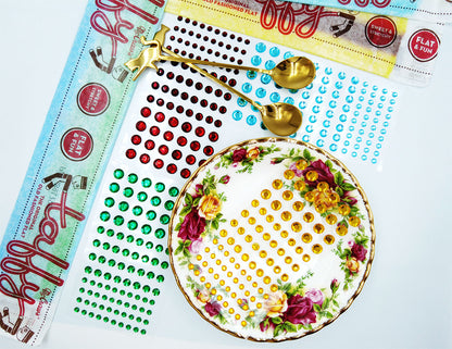 round sticky rhinestones stick on gems 4mm 6mm 8mm self adhesive jewels lead free  face stones party cosplay face gemstones rhinestones card making invitations body jewels skin phone craft embellishments with glue sparkle crafting scrapbooking diy peel and stick halloween birthday wedding shinny allstarco plastic sticky back jewels stickon stick-on rave jewels diy flat back