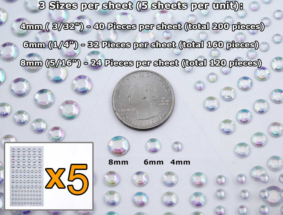 round sticky rhinestones stick on gems 4mm 6mm 8mm self adhesive jewels lead free  face stones party cosplay face gemstones rhinestones card making invitations body jewels skin phone craft embellishments with glue sparkle crafting scrapbooking diy peel and stick halloween birthday wedding shinny allstarco plastic sticky back jewels stickon stick-on rave jewels diy flat back