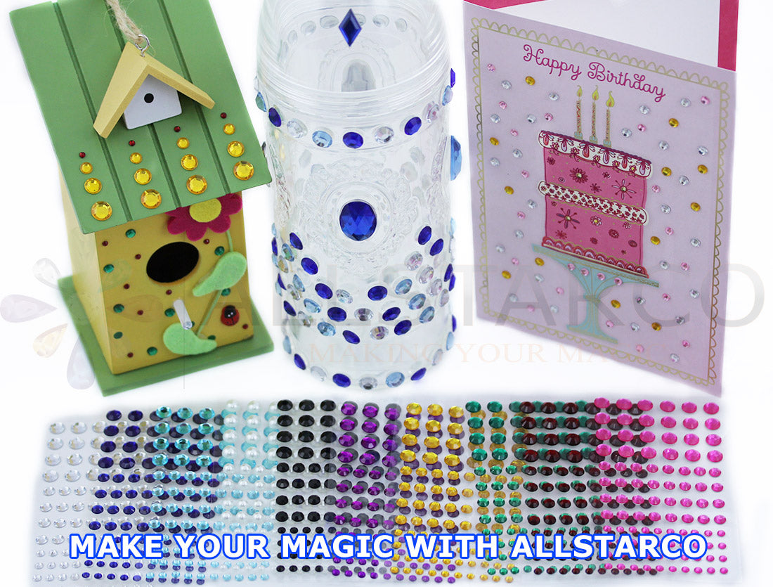 round sticky rhinestones stick on gems self adhesive jewels lead free  face stones party cosplay face gemstones rhinestones card making invitations body jewels skin phone craft embellishments with glue sparkle crafting scrapbooking diy peel and stick halloween birthday wedding shinny allstarco plastic sticky back jewels stickon stick-on rave jewels diy flat back