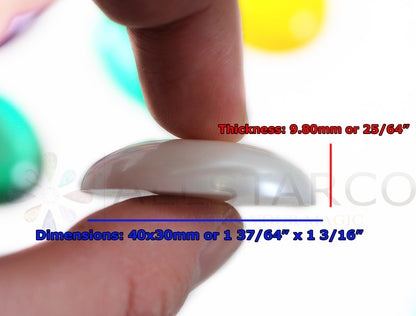 Extra Large Black Flat Back Oval Cabochons - 40x30mm - 4 Pieces