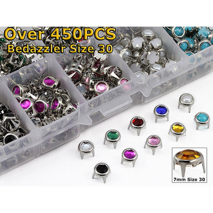 assorted colors multipack multicolor bedazzler rhinestones gemagic studs in silver settings bedazzle for garment embellishments elvis costume making diy craft clothing jeans tees denim with prongs 4 legs