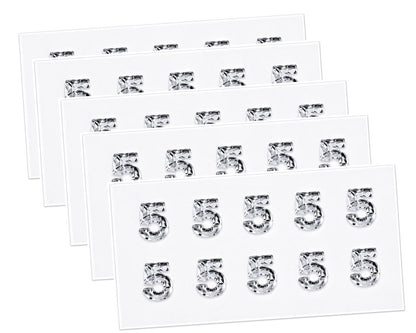 Rhinestone Number Stickers – Self Adhesive Crystal Bling Numbers (0–9) - 50 PCS
