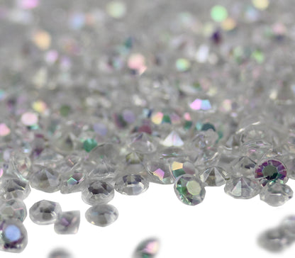 crystal clear ab round acrylic diamonds wedding plastic décor gems confetti table scatter aquarium jewels stones iridescent party stones special occasions bridal showers sparkling decorations  vase fillers centerpieces dazzle accent floral arrangements point back gemstones allstarco diy crafts crafting