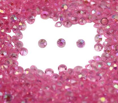 pink rose ab round acrylic diamonds wedding plastic décor gems confetti table scatter aquarium jewels stones iridescent party stones special occasions bridal showers sparkling decorations  vase fillers centerpieces dazzle accent floral arrangements point back gemstones allstarco diy crafts crafting