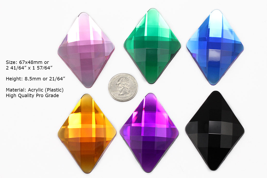 extra large diamond flat back big jumbo huge acrylic gems plastic rhombus rhinestones for craft gemstones body jewels face skin cabochons embellishments cosplay prop making jewelry making party diy crafts costume making scrapbooking high quality allstarco décor stones larp events film making