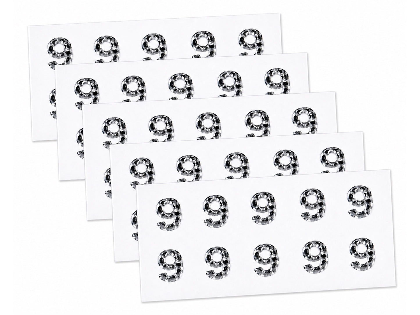 Rhinestone Number Stickers – Self Adhesive Crystal Bling Numbers (0–9) - 50 PCS