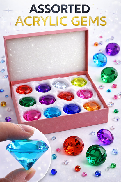 40mm Acrylic Diamond Gems -“ Large Colorful Vase Fillers (12 Pieces, 10 Colors)