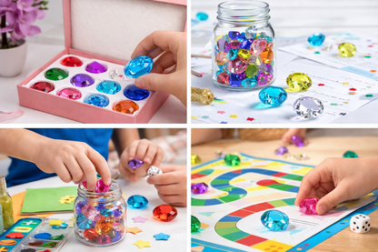 40mm Acrylic Diamond Gems -“ Large Colorful Vase Fillers (12 Pieces, 10 Colors)