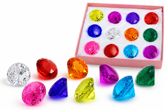 40mm Acrylic Diamond Gems – Large Colorful Vase Fillers (12 Pieces, 10 Colors)