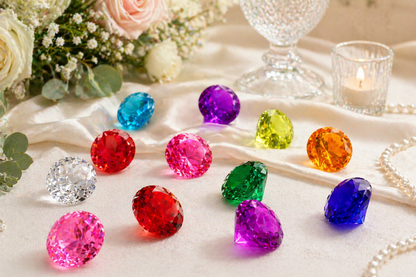 40mm Acrylic Diamond Gems -“ Large Colorful Vase Fillers (12 Pieces, 10 Colors)