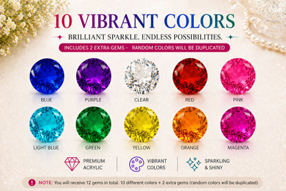 40mm Acrylic Diamond Gems -“ Large Colorful Vase Fillers (12 Pieces, 10 Colors)