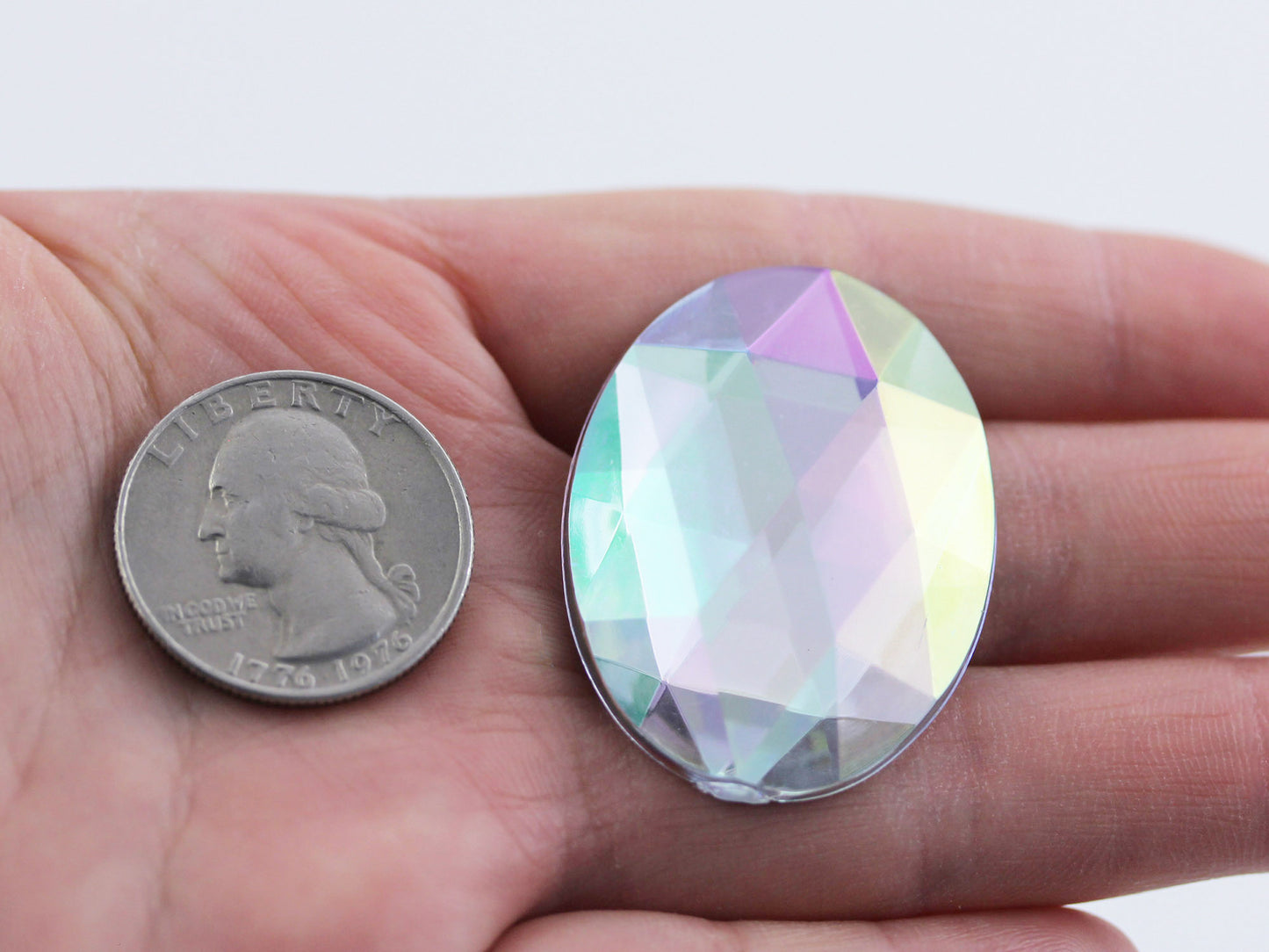 Crystal AB Flat Back Oval Gems - 40x30mm - 4 Pieces