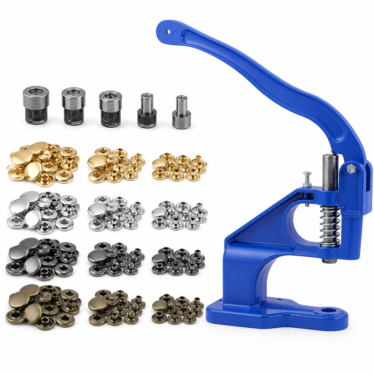 Snap Button Hand Press Kit, 300 Stainless Steel Snaps, 3 Die Sets, Gold Silver Bronze Gunmetal, 10mm 12.5mm 15mm eather Fabric Canvas Repair