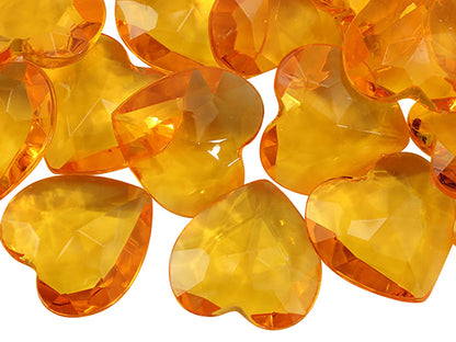 orange amber heart valentine's day love acrylic pointed back point back gems treasure jewels plastic gemstones for games parties pirate bounty hunt stones for treasure chests party favors center pieces table scatters theatrical swashbuckler jewels props larp easter egg hunt allstarco