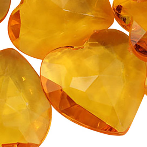 orange amber heart valentine's day love acrylic pointed back point back gems treasure jewels plastic gemstones for games parties pirate bounty hunt stones for treasure chests party favors center pieces table scatters theatrical swashbuckler jewels props larp easter egg hunt allstarco