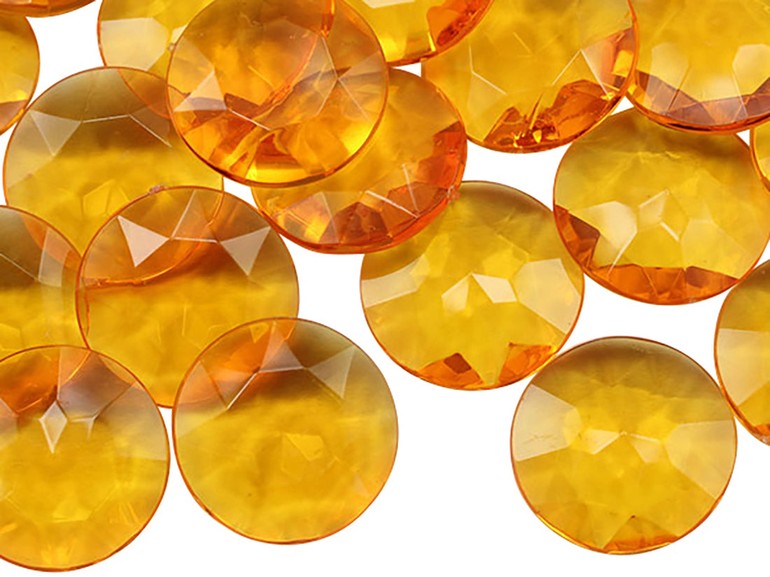 orange amber round acrylic pointed back point back gems treasure jewels plastic gemstones for games parties pirate bounty hunt stones for treasure chests party favors center pieces table scatters theatrical swashbuckler jewels props larp easter egg hunt allstarco