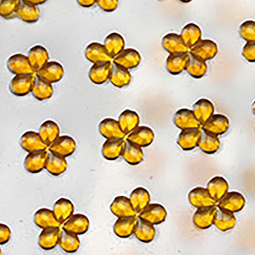 gold topaz amber flower stick on gems self adhesive floral jewels lead free face stones party cosplay face gemstones rhinestones card making invitations body jewels skin phone craft embellishments with glue sparkle crafting scrapbooking diy peel and stick halloween birthday wedding shinny allstarco plastic sticky jewels stickon stick-on rhinestones