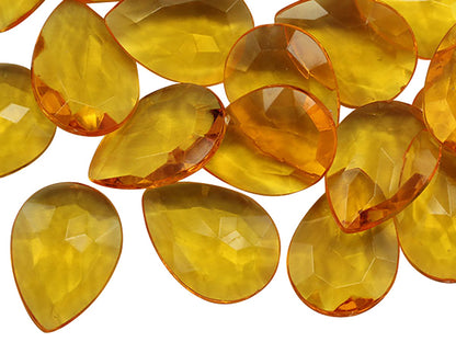 orange amber teardrop pear acrylic pointed back point back gems treasure jewels plastic gemstones for games parties pirate bounty hunt stones for treasure chests party favors center pieces table scatters theatrical swashbuckler jewels props larp easter egg hunt allstarco