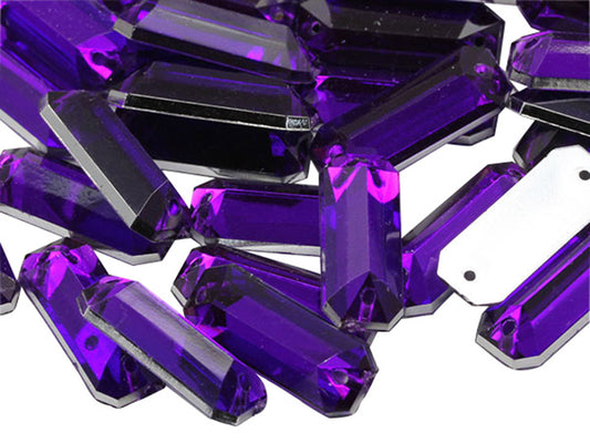 purple amethyst baguette rectangle rectangular flat back sew on sewing beads craft gems plastic rhinestones acrylic gemstones jewels with holes for clothing embellishments costume making cosplay diy garment prop making dress jewels for fabric crystals allstarco