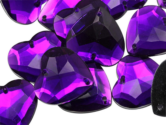 purple amethyst heart valetine's day love flat back sew on sewing beads craft gems plastic rhinestones acrylic gemstones jewels with holes for clothing embellishments costume making cosplay diy garment prop making dress jewels for fabric crystals allstarco