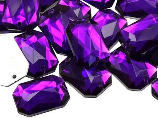 purple amethyst octagon flat back sew on sewing beads craft gems plastic rhinestones acrylic gemstones jewels with holes for clothing embellishments costume making cosplay diy garment prop making dress jewels for fabric crystals allstarco