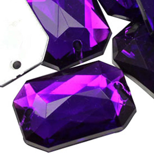 purple amethyst octagon flat back sew on sewing beads craft gems plastic rhinestones acrylic gemstones jewels with holes for clothing embellishments costume making cosplay diy garment prop making dress jewels for fabric crystals allstarco