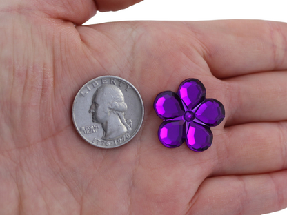 Purple Amethyst Flat Back Flower Gems - 25mm - 15 Pieces