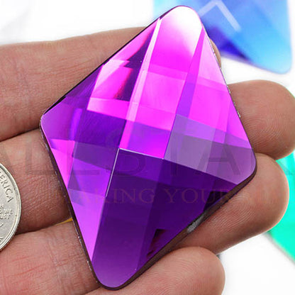 purple amethyst extra large diamond flat back big jumbo huge acrylic gems plastic rhombus rhinestones for craft gemstones body jewels face skin cabochons embellishments cosplay prop making jewelry making party diy crafts costume making scrapbooking high quality allstarco décor stones larp events film making