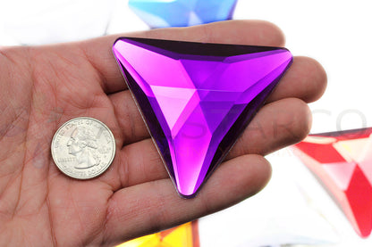 purple amethyst extra large stick on triangle gems plastic sticky jewels self adhesive rhinestones big gemstones huge stones acrylic cabochons for cosplay prop making steven universe diy craft furniture embellishments display merchandising windows décor walls theater decoration film making lead free with glue peel and stick stickon allstarco