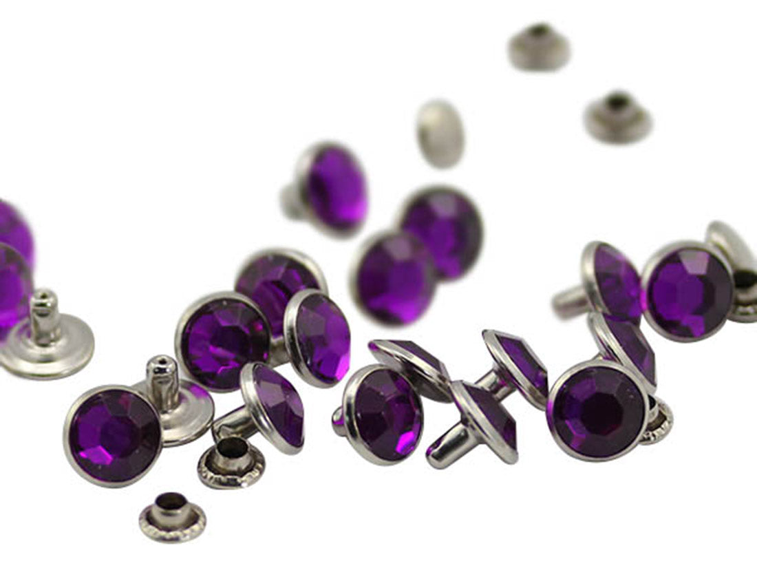 purple amethyst acrylic rhinestone rivets for garment embellishments diy craft purses handbags bracelets leathercraft punch hole belts motorcycle gear buckles pet collars